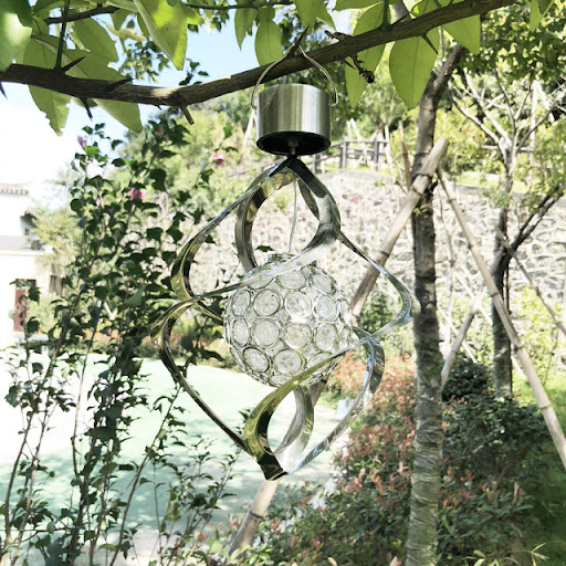 Title 5, Outdoor Stainless Steel LED Solar Wind Bell Lam...
