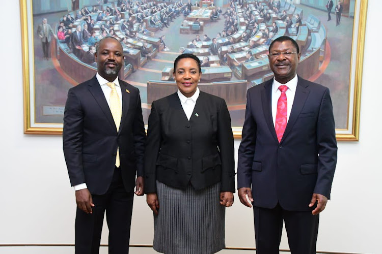 Speaker of the National Assembly Moses Wetang'ula with officials at the Conference of Speakers and Presiding Officers of the Commonwealth at the Parliament of Australia on Wednesday January 4 2023