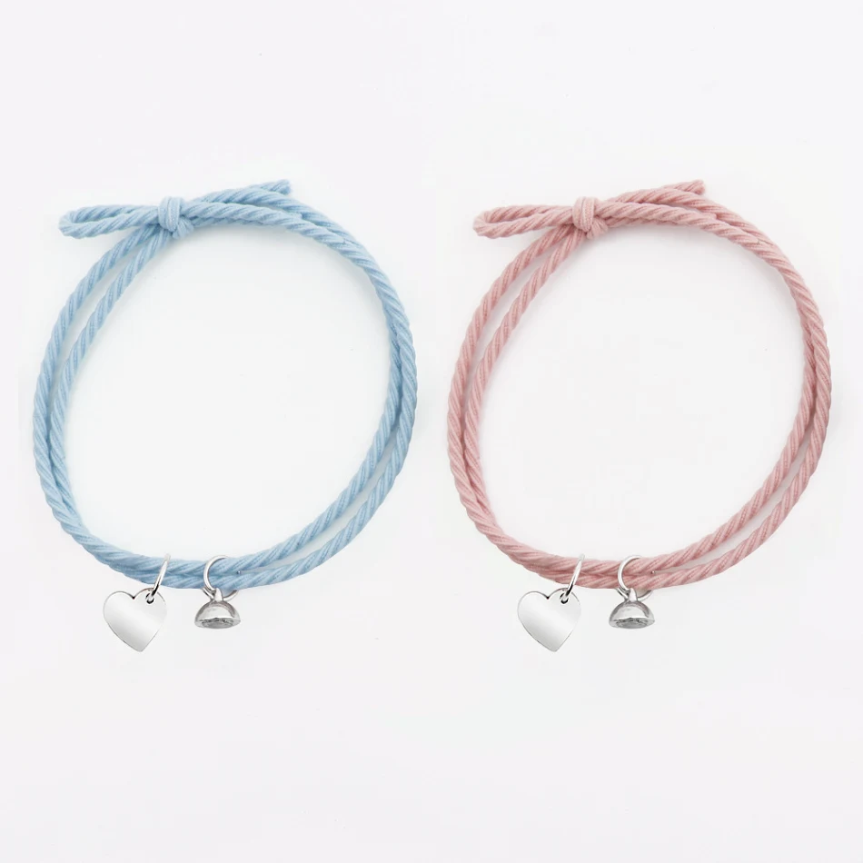 Eenvoudige Legering Liefde Magneet Zuiging Koppel Armband Paar Heren en Dames Touw Verstelbaar Cadeau Relatie