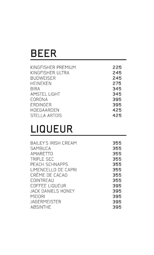 Lutyens Cocktail House menu 