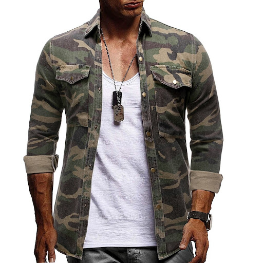 Title 6, Long sleeve camouflage denim jacket