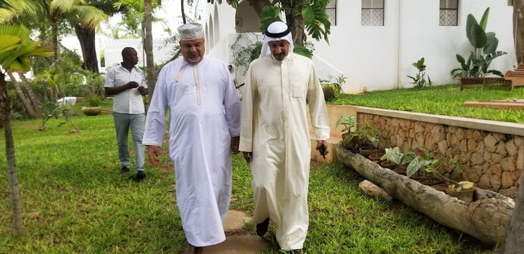 Lamu Governor Fahim Twaha when he hosted Kuwait Ambassador to Kenya Qusai Rashed Al Farhan.
