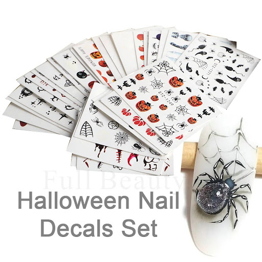 Title 2, 24 Suit Pumpkin Skull Nail Stickers