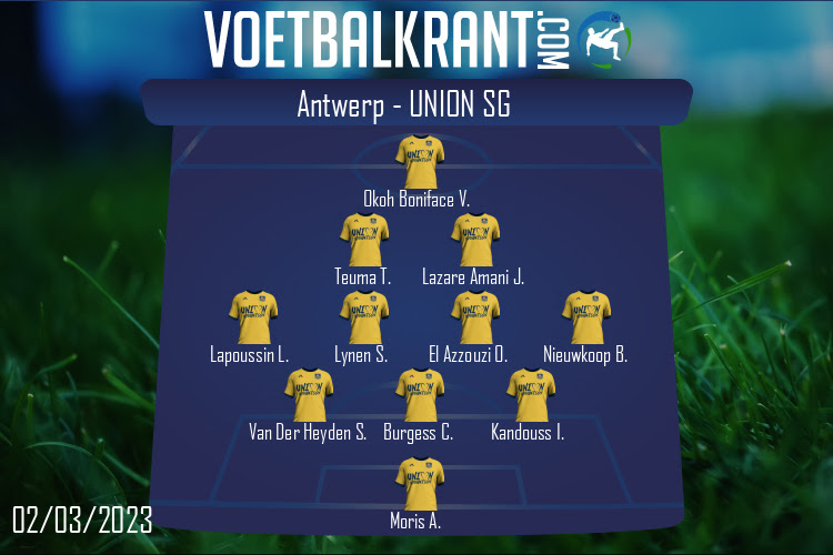 Opstelling Union SG | Antwerp - Union SG (02/03/2023)