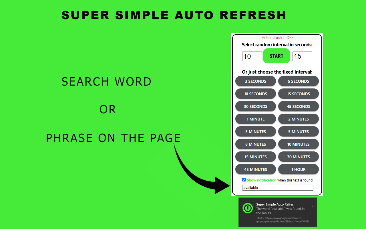 Super Simple Auto Refresh Chrome Extension Image 3