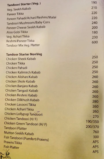 Hotel Yuvika menu 