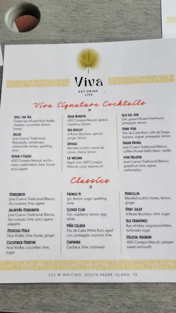 Viva gluten-free menu