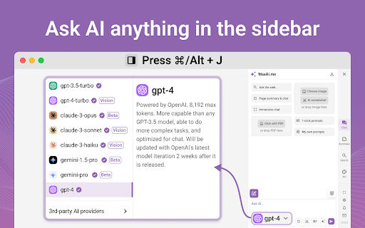 MaxAI.me: 1-click AI powered by GPT-4, Claude 3, Gemini 1.5