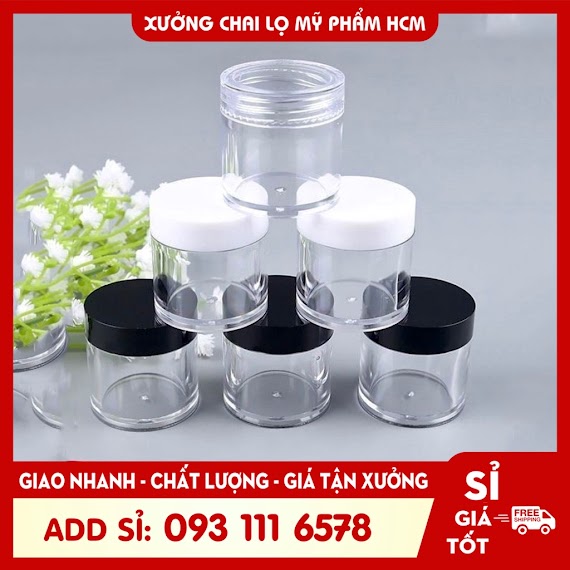 [Đủ Size] Hủ Nhựa Trong Suốt, Nắp Đen 3Gr/ 5Gr/ 10Gr/ 20Gr/ 30Gr/ 50Gr Chiết Mỹ Phẩm, Dùng Chiết Kem, Chiết Bột