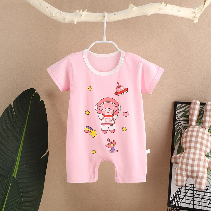 Cotton Summer New Korean Style Baby Boy Thin Women's Short-sleeved Children's Jumpsuit, Breathable and Lightweight, Perf