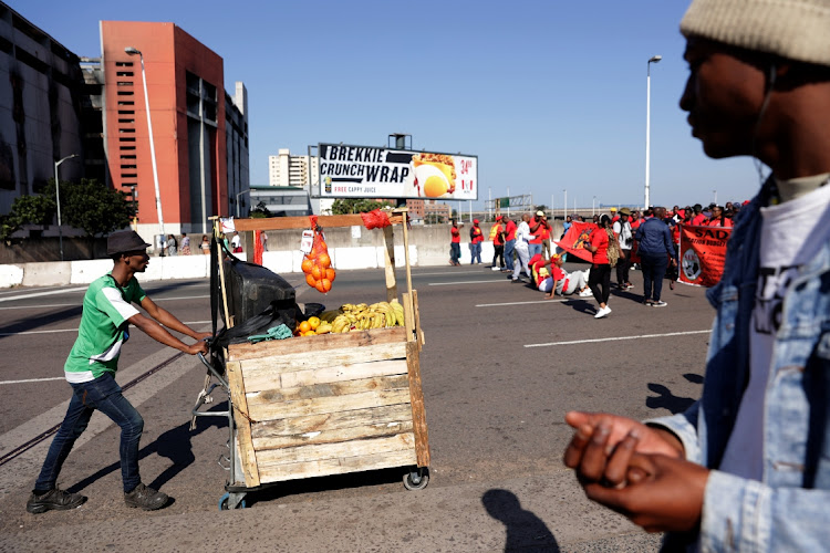 Cosatu members march in Durban. Picture: SANDILE NDLOVU