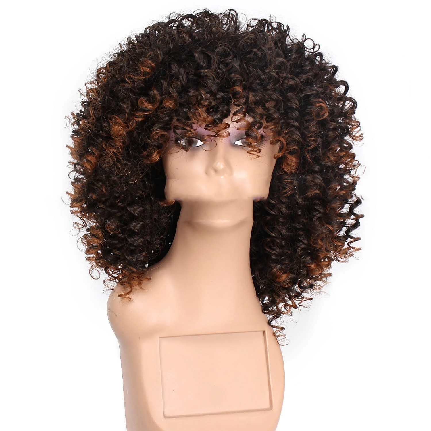 European and American Women's African Small Curly Synthetic Fiber Wig Headset, offering a natural look and easy to wear 