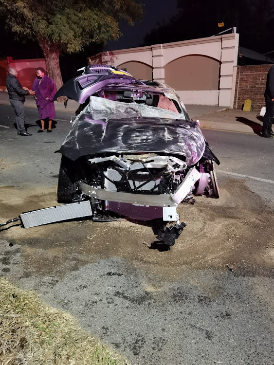 The wreckage of former Johannesburg mayor Mpho Moerane's car after his accident. PIC: SUPPLIED