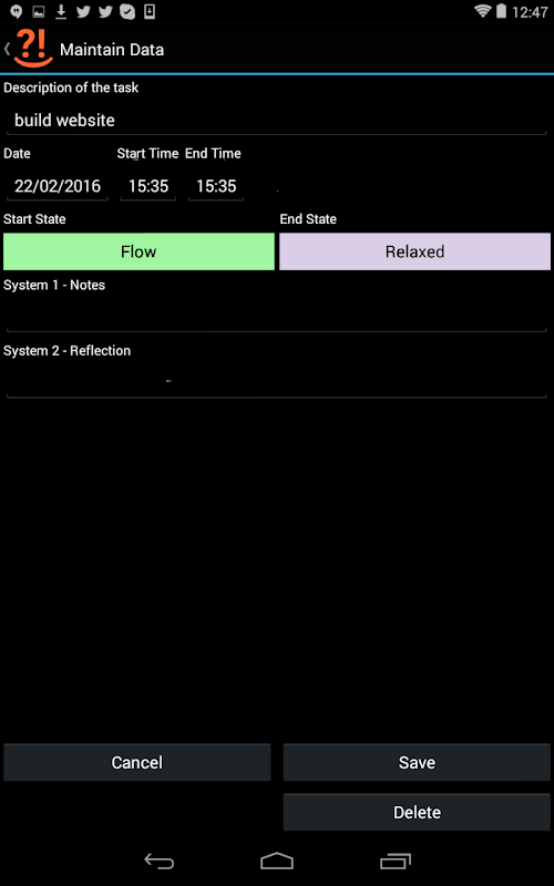Android application FlowTracker screenshort