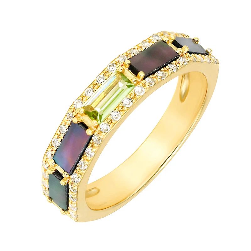 Japanese Retro Style S925 Silver Plated 14K Gold Green Olive Panther Ring Unique Design Elegant Gift Idea