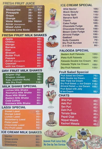 Snow Collection Ice Cream Parlour menu 