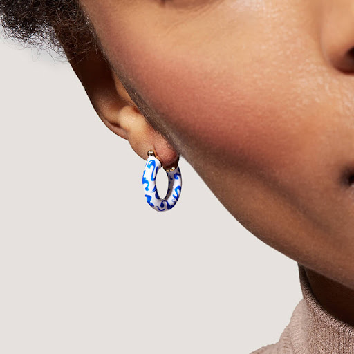 Title 4, Chinese Style Earrings Blue And White Porcelain...