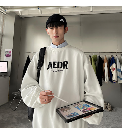 Title 3, Letter Loose Round Neck Pullover Sweater offeri...