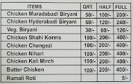 Shahi Muradabadi & Chicken Cornor menu 1