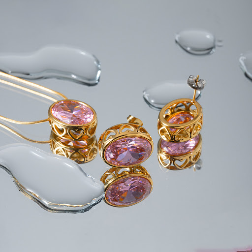 Title 5, Stainless steel oval hollow inlaid zircon ear s...