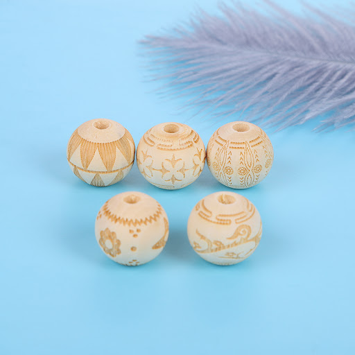 Title 2, DIY Accessories Laser Carved Wood Beads Create ...