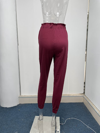 Title 27, New Casual Pants with Ruffled Elastic Belt, Hig...