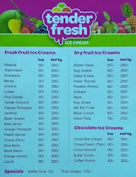 Tender Fresh Ice Creams menu 1