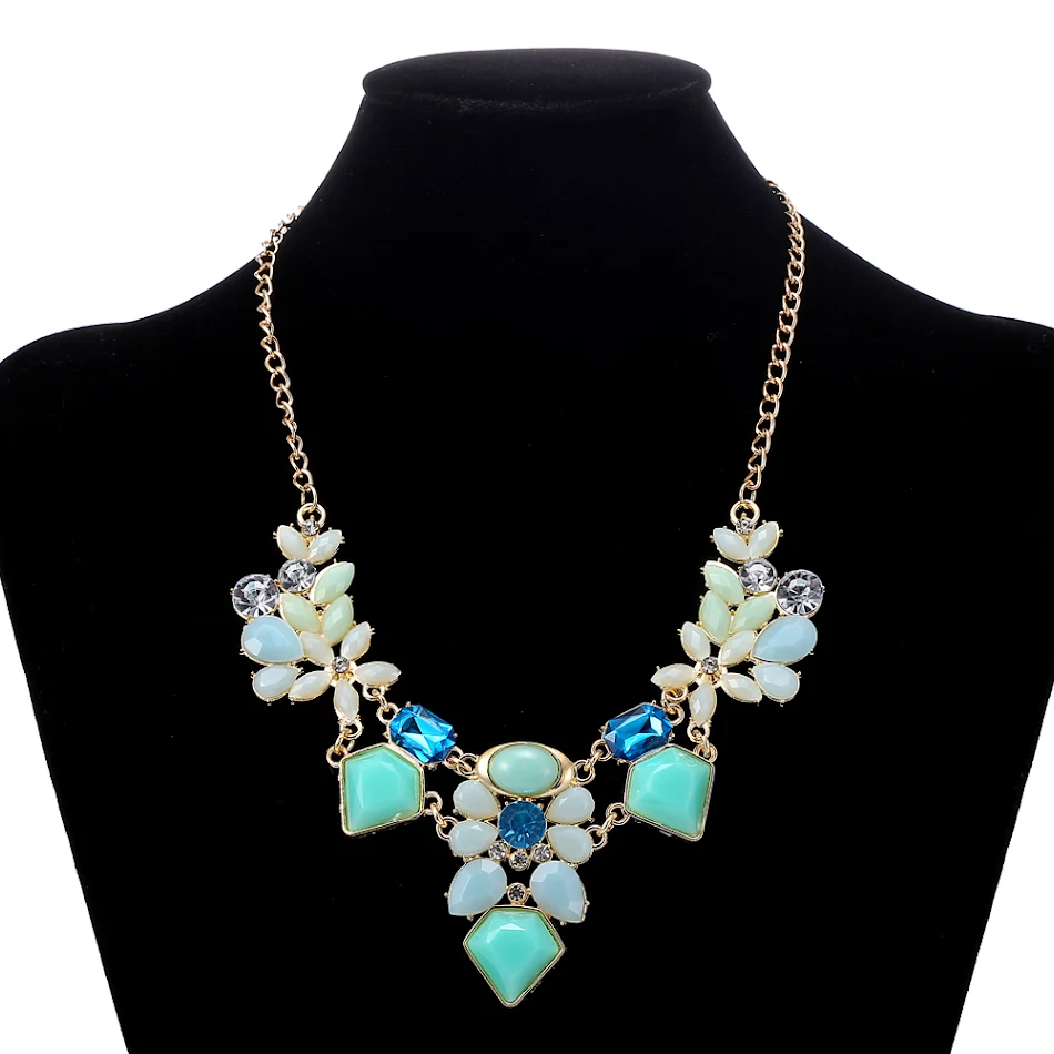 New Arrival Resin Fashion Colorful Cute Charm Gem Flower Choker Necklaces & Pendants Fashion Jewelry Woman Gift Summer s