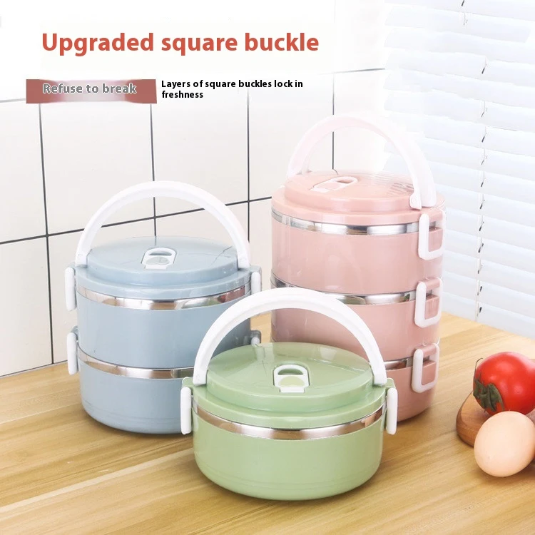 Student Compartment Multi-layer Round Stainless Steel Insulated Lunch Box keeps food fresh, organized, and warm for scho