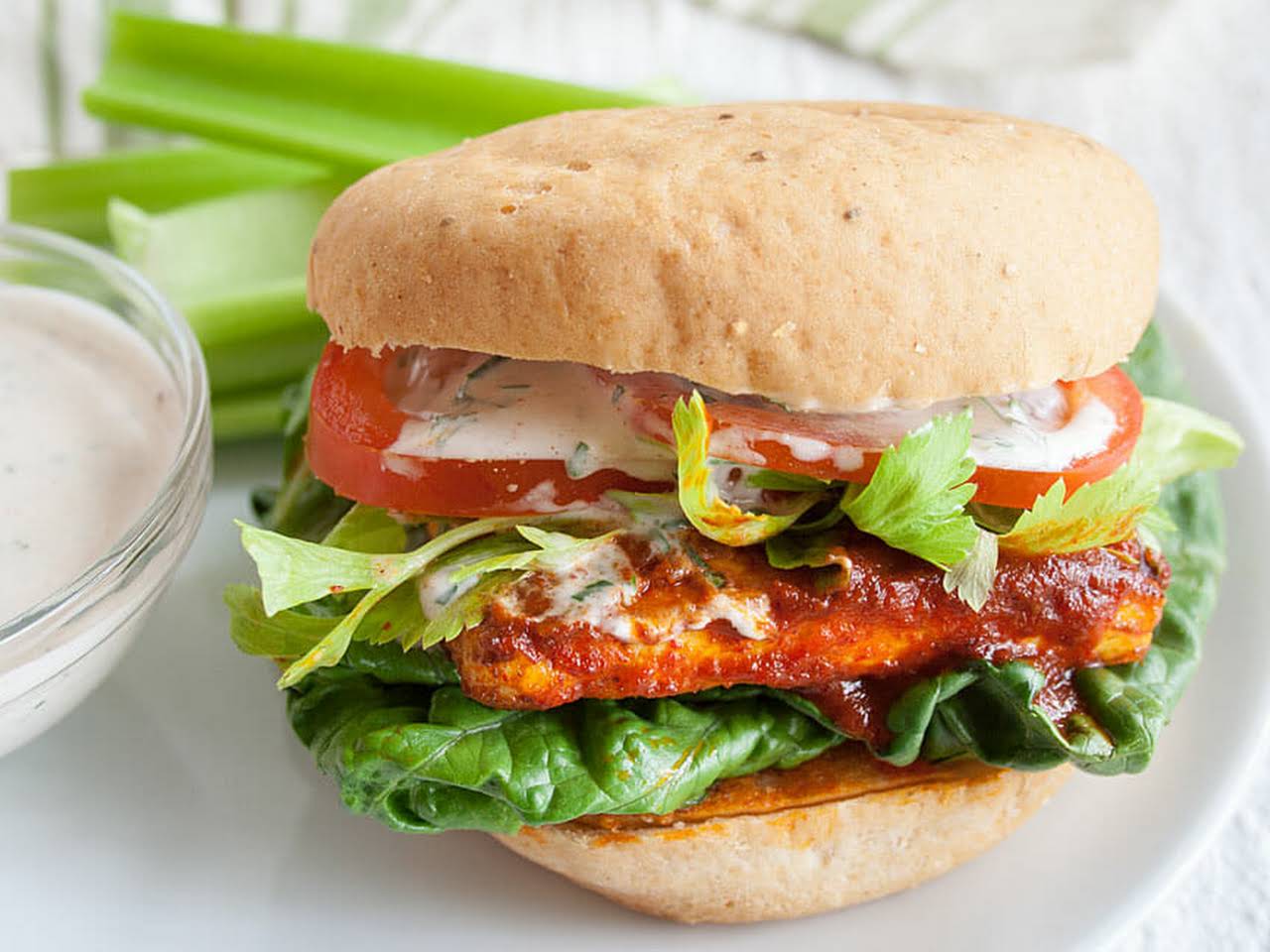 Buffalo Tofu Sandwich