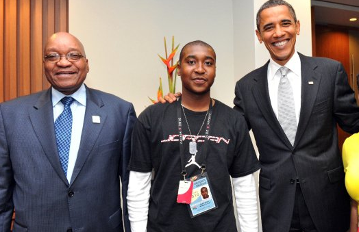 From left, former president Jacob Zuma, Vusi Zuma and former US president Barack Obama