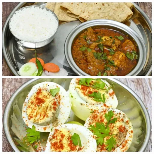 Desi Chicken Thali+2 Rotis+2 Boiled Eggs Combo