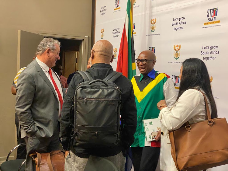 Sports,arts and culture minister Zizi Kodwa after the press event announcing the national flag can be flown at international sporting events.