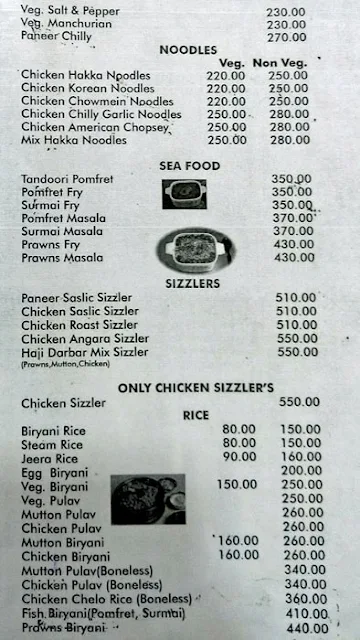 Haji Darbar Restaurant menu 