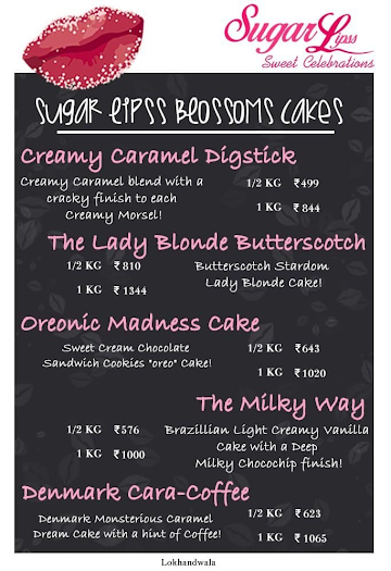 Sugar Lipss menu 