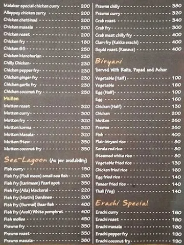 Hotel Malabar menu 