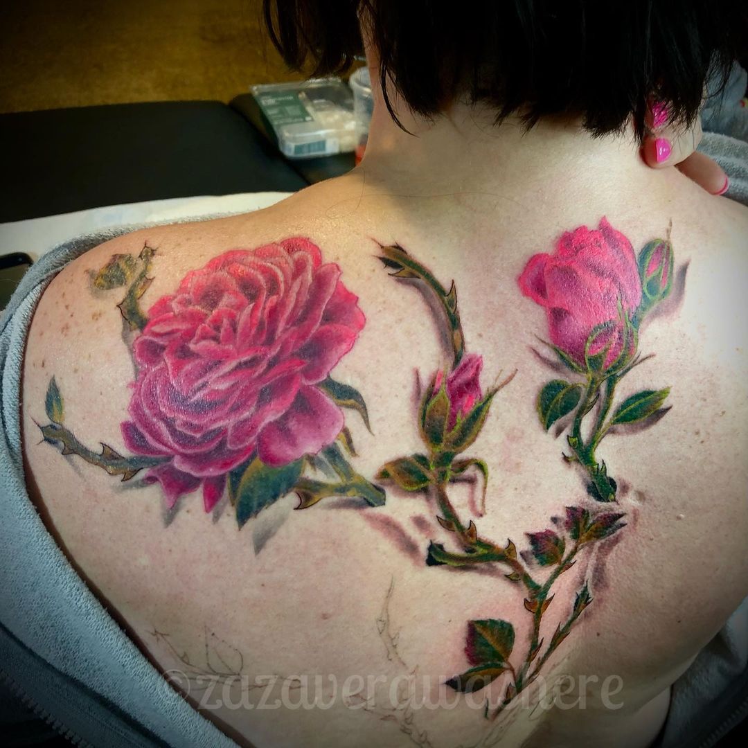 Pink Rose Tattoo Design