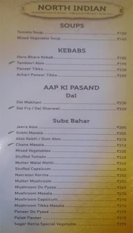 Sagar Ratna menu 1