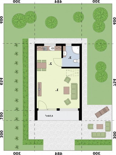 Moca 2 A dom letniskowy na zgłoszenie do 35m2 - Rzut parteru