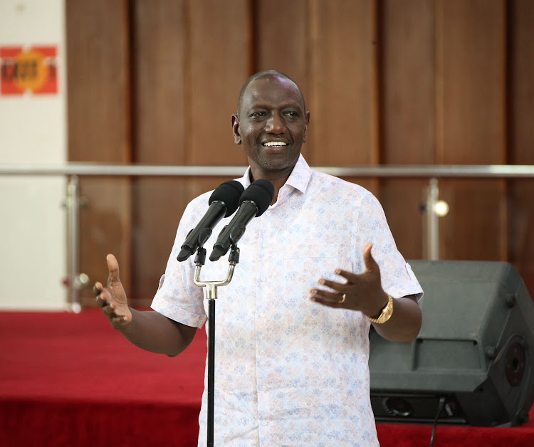 President William Ruto during a church service at AIC Milimani Church, Nairobi on May 14, 2023.