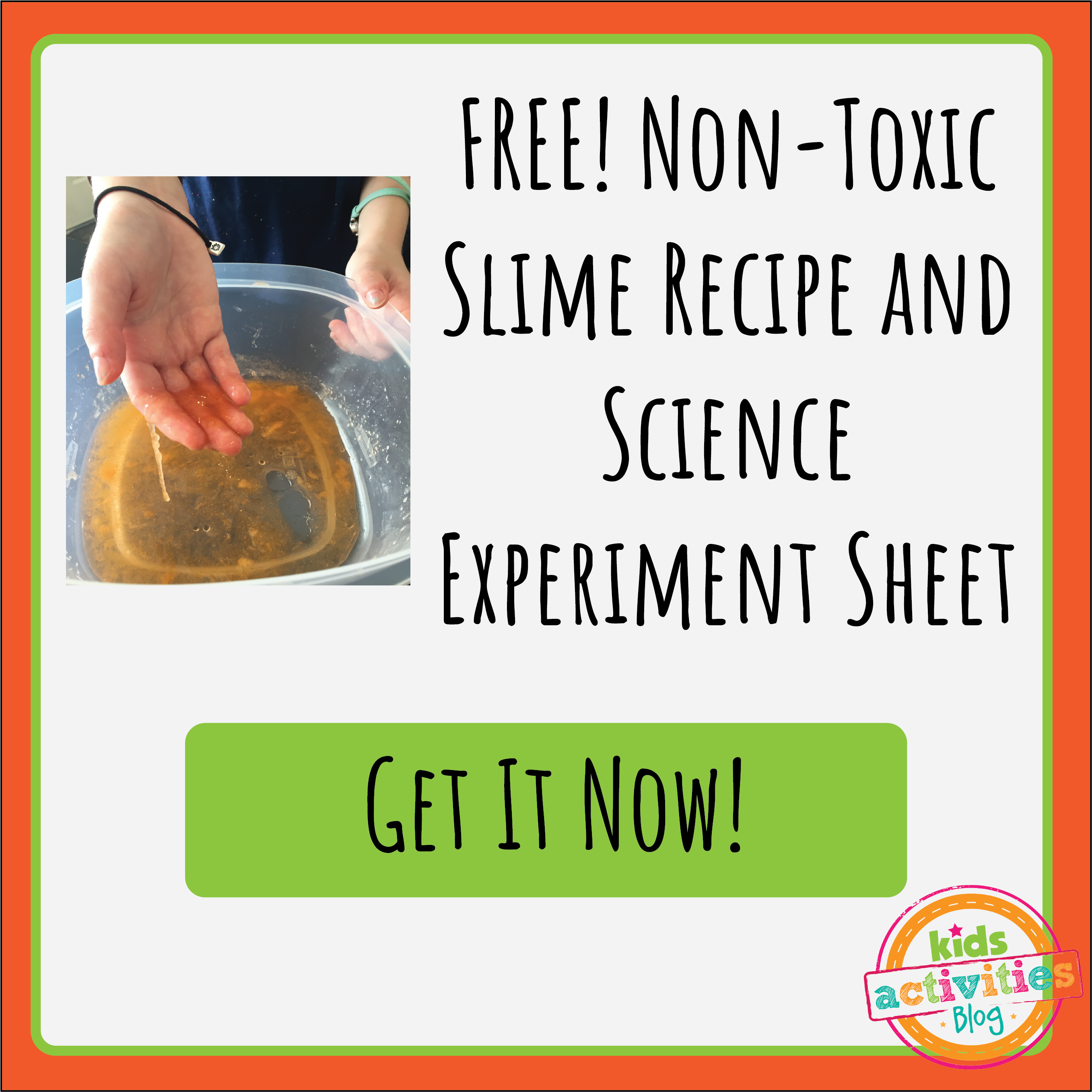 Free Non-Toxic Slime Recipe and Science Experiment Sheet