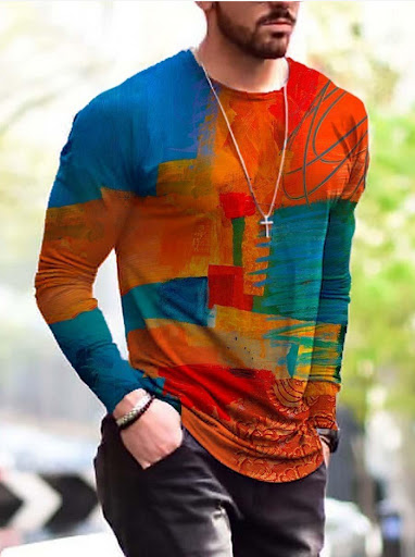 Title 3, Street Print Fashion Round Neck Long Sleeve Cas...
