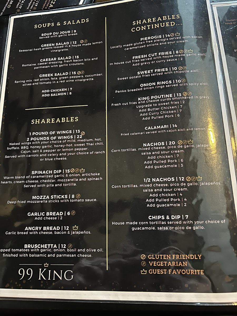 99 King Menu - The online menu isn’t marked for GF but there are 3 photos here of the complete menu.