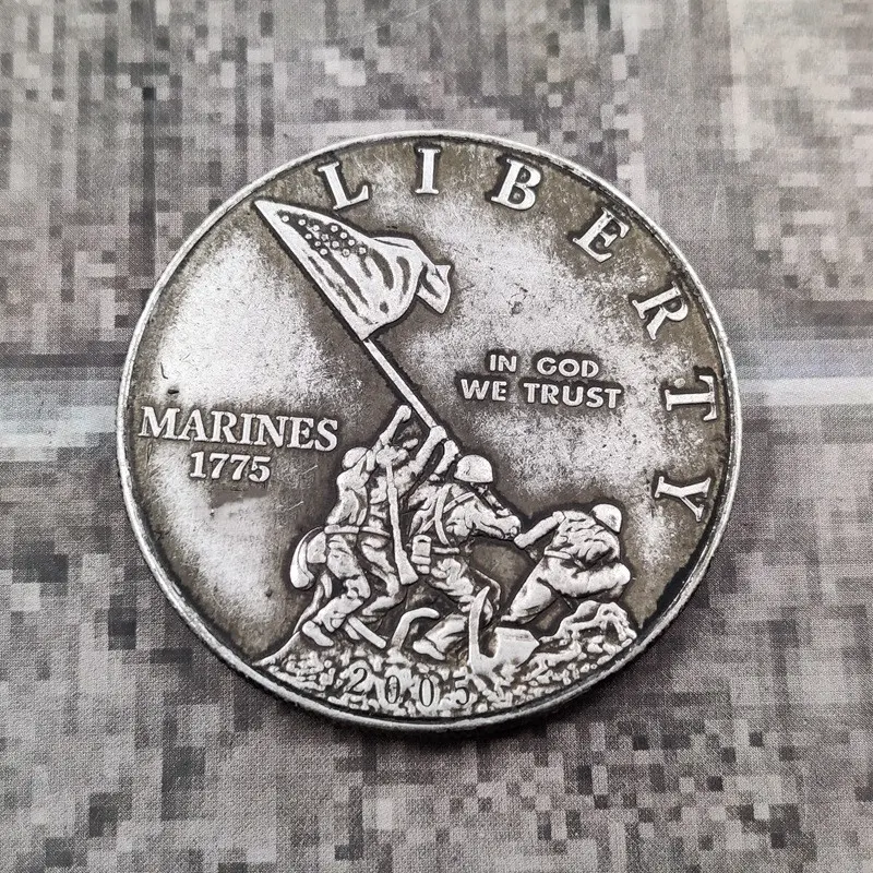 Amerikaanse antieke Iwo Jima herdenkingsmunt kan zilveren dollar blazen. Uniek verzamelobject