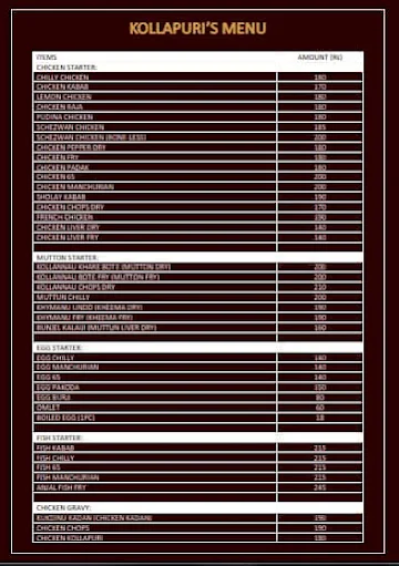 Kollapuri's Cloud Kitchen menu 