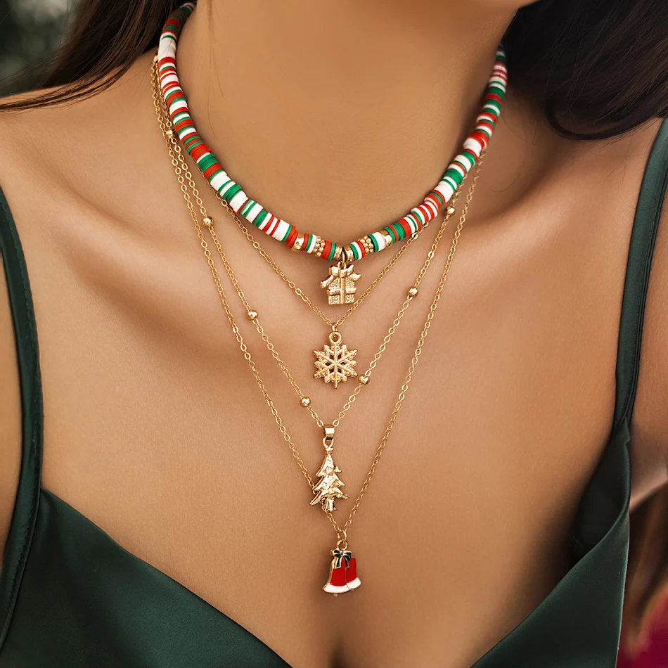 Kralenketting voor dames, kerst sneeuwpop sieraad van imitatie kristal, een prachtig cadeau voor haar.