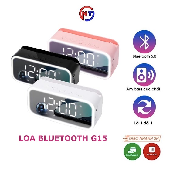 Loa Bluetooth Kiêm Đồng Hồ Báo Thức G10 Plus Man Hinh Trang Gương Hiển Thị Đèn Led Nghe Đài Fm Radio