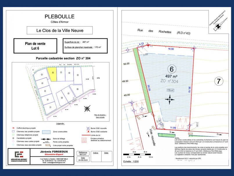 Vente terrain  497 m² à Pléboulle (22550), 57 403 €