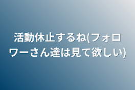 活動休止するね(フォロワーさん達は見て欲しい)