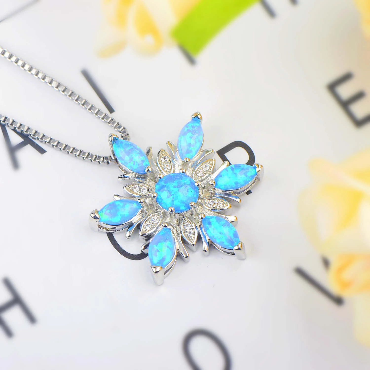 Title 7, Collier flocon de neige de Noël, pendentif floc...